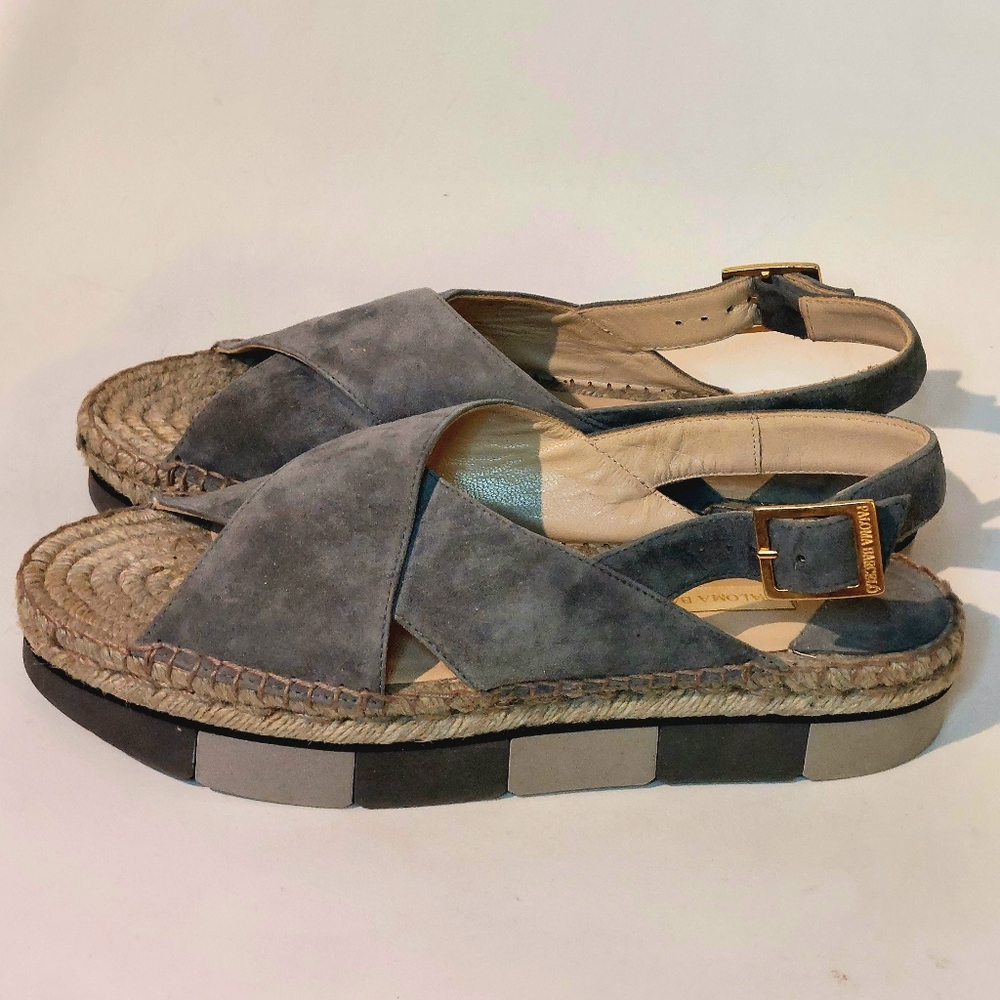 Paloma Barcelo grey microsuede espadrille flatform slingback sandals, EU41, new - Picture 5 of 15